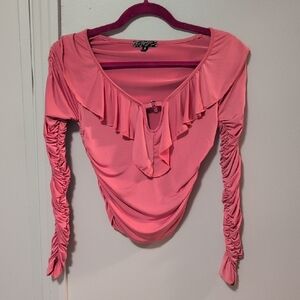 💥3/65$💥 Pink Ruffled Long Sleeve Top